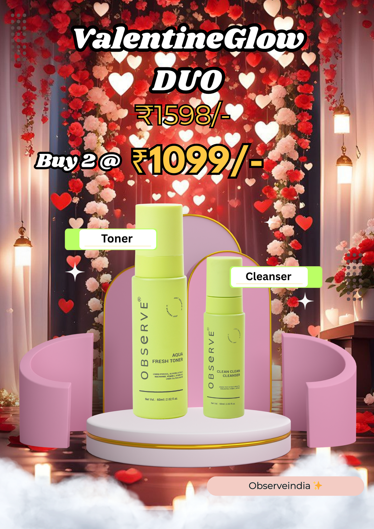 Observe the Love With Toner and Cleanser