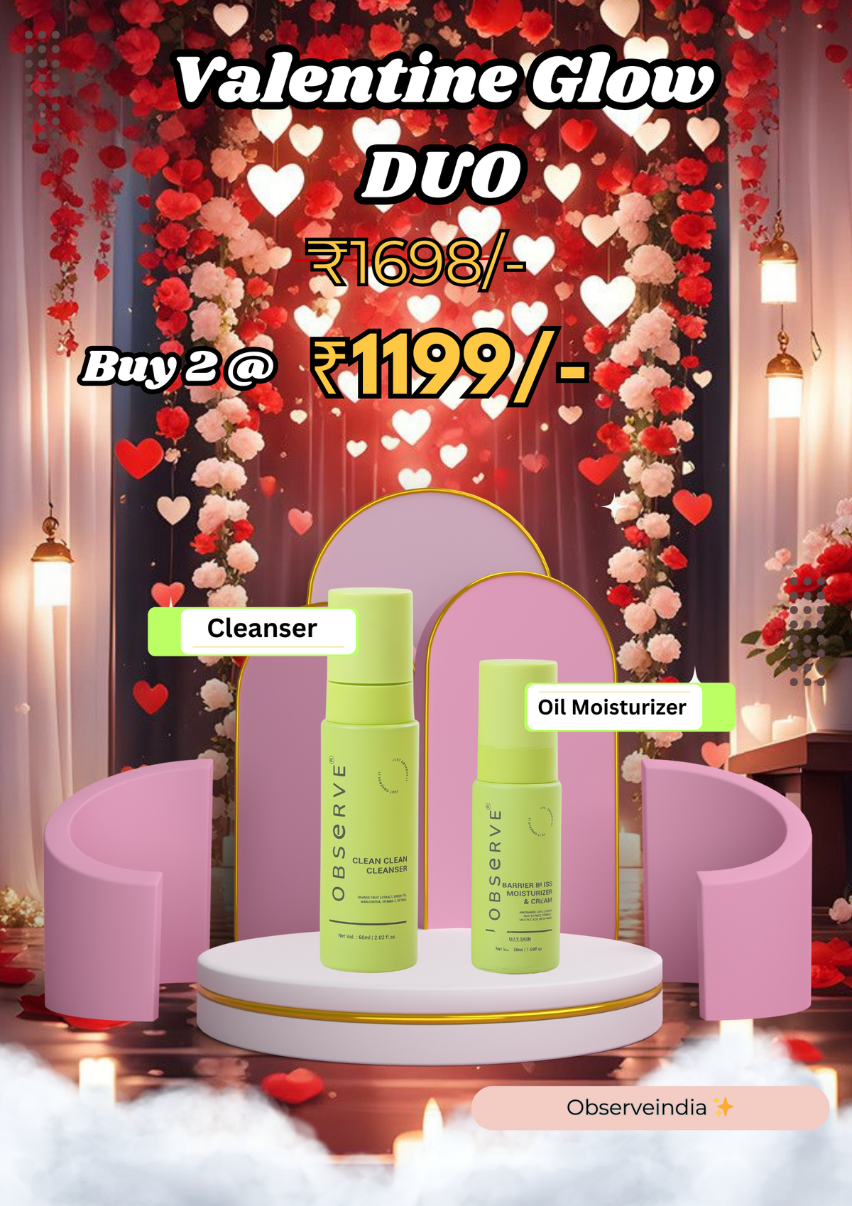 Valentine Glow Duo: Cleanser + Oil Moisturizer